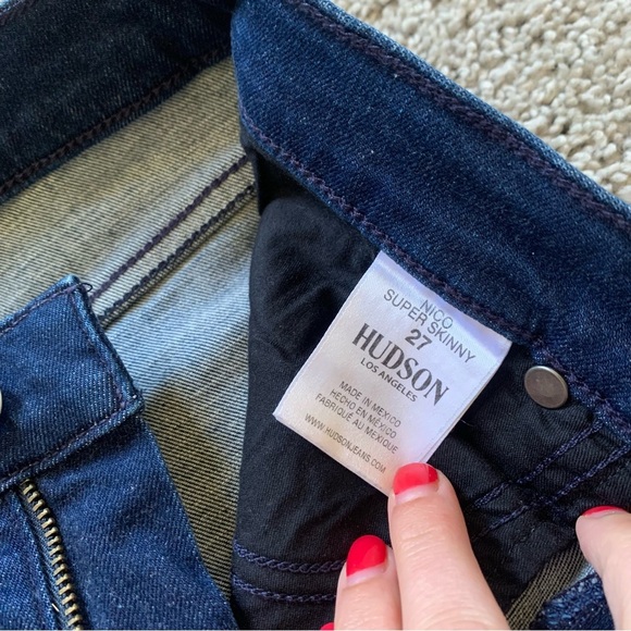 Hudson Nico Dark Wash Super Skinny Jeans Size 27 Raw Hem - Picture 3 of 6